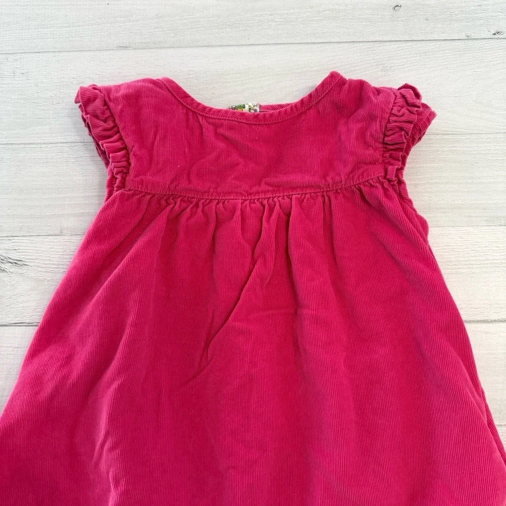 Mini Boden girls pink corduroy floral lined‎ dress 2/3